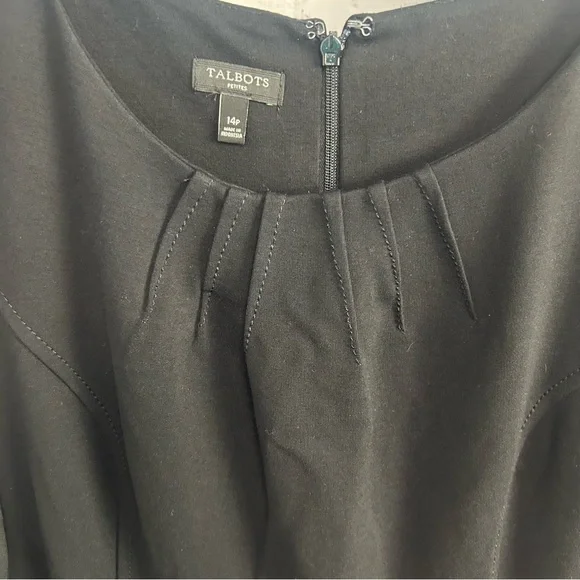 Talbots Petites black ponte knit pleated capsule midi dress capsule dressy chic - Picture 5 of 9